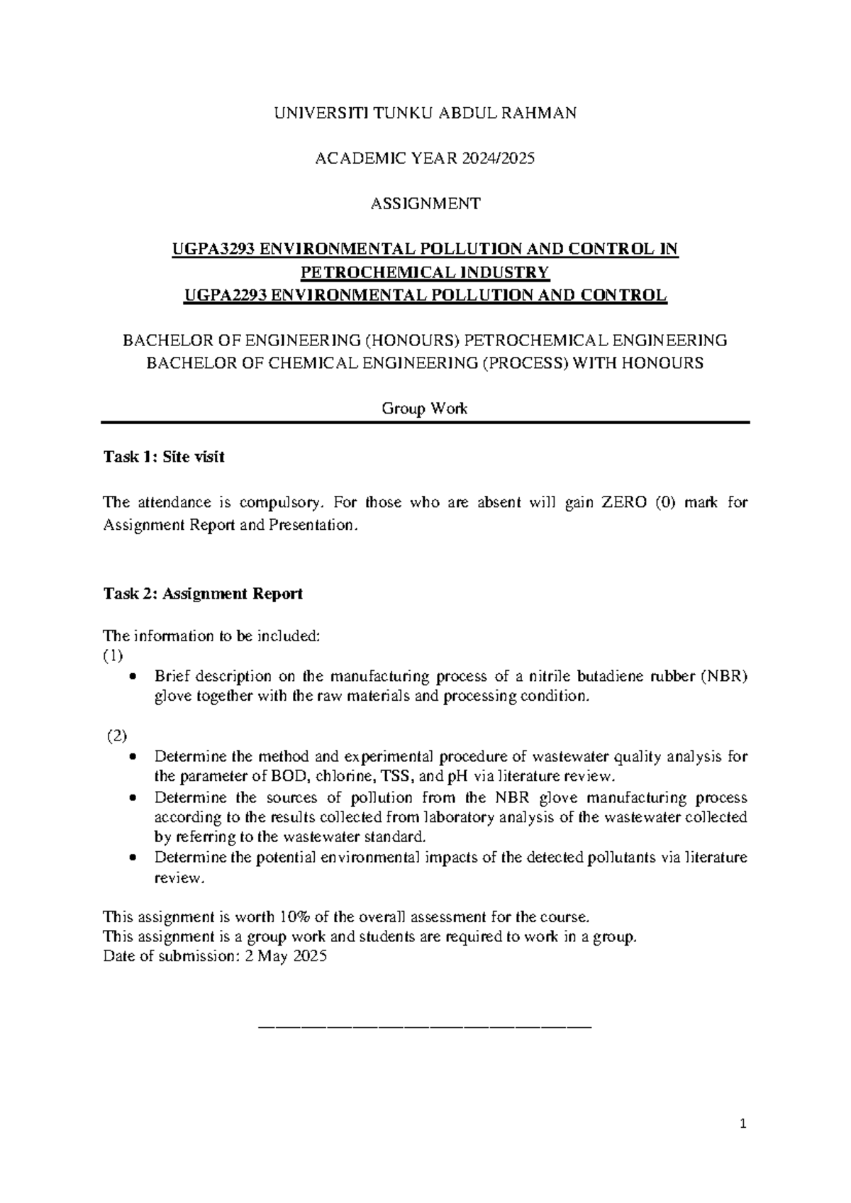 EPC Lab Assignment - 1 UNIVERSITI TUNKU ABDUL RAHMAN ACADEMIC YEAR 20 ...