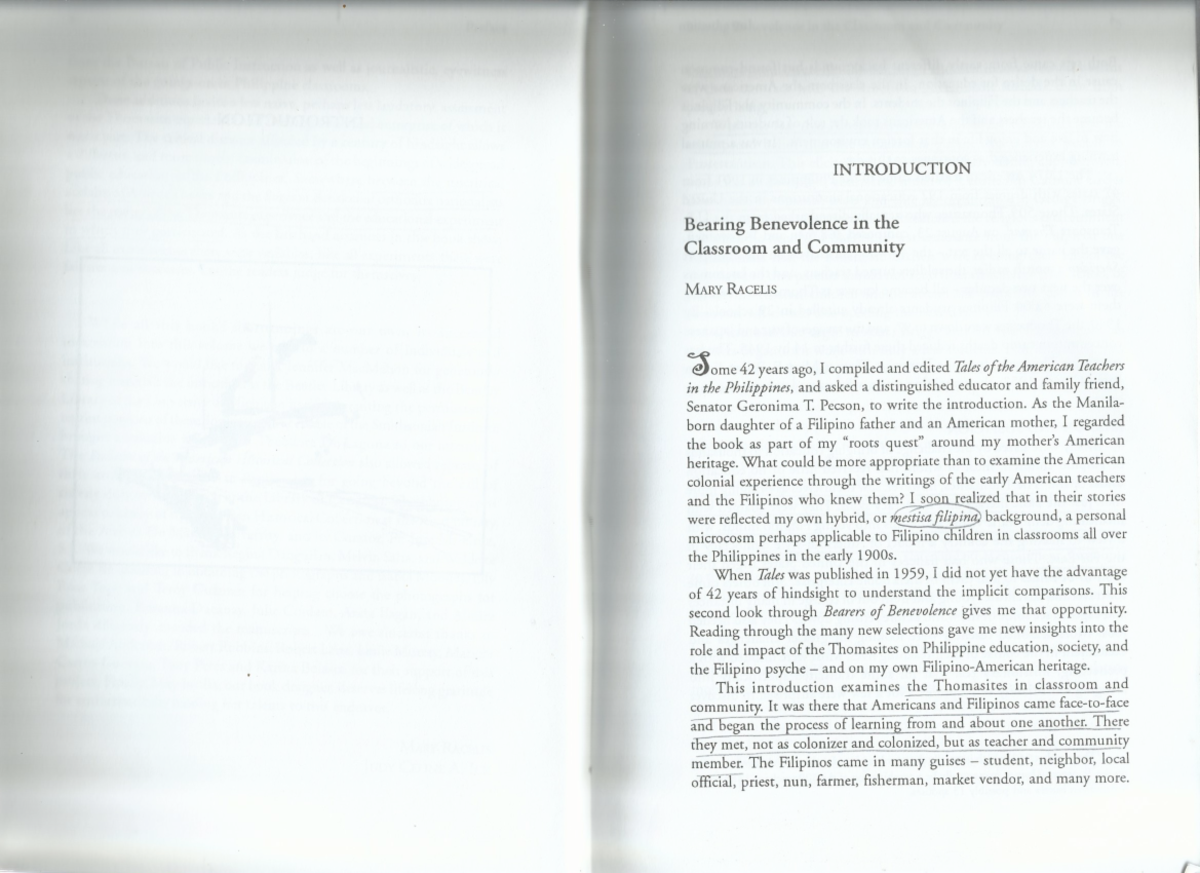 EDU 301 - Racelis' Analysis of Benevolence in Classroom & Society - Studocu