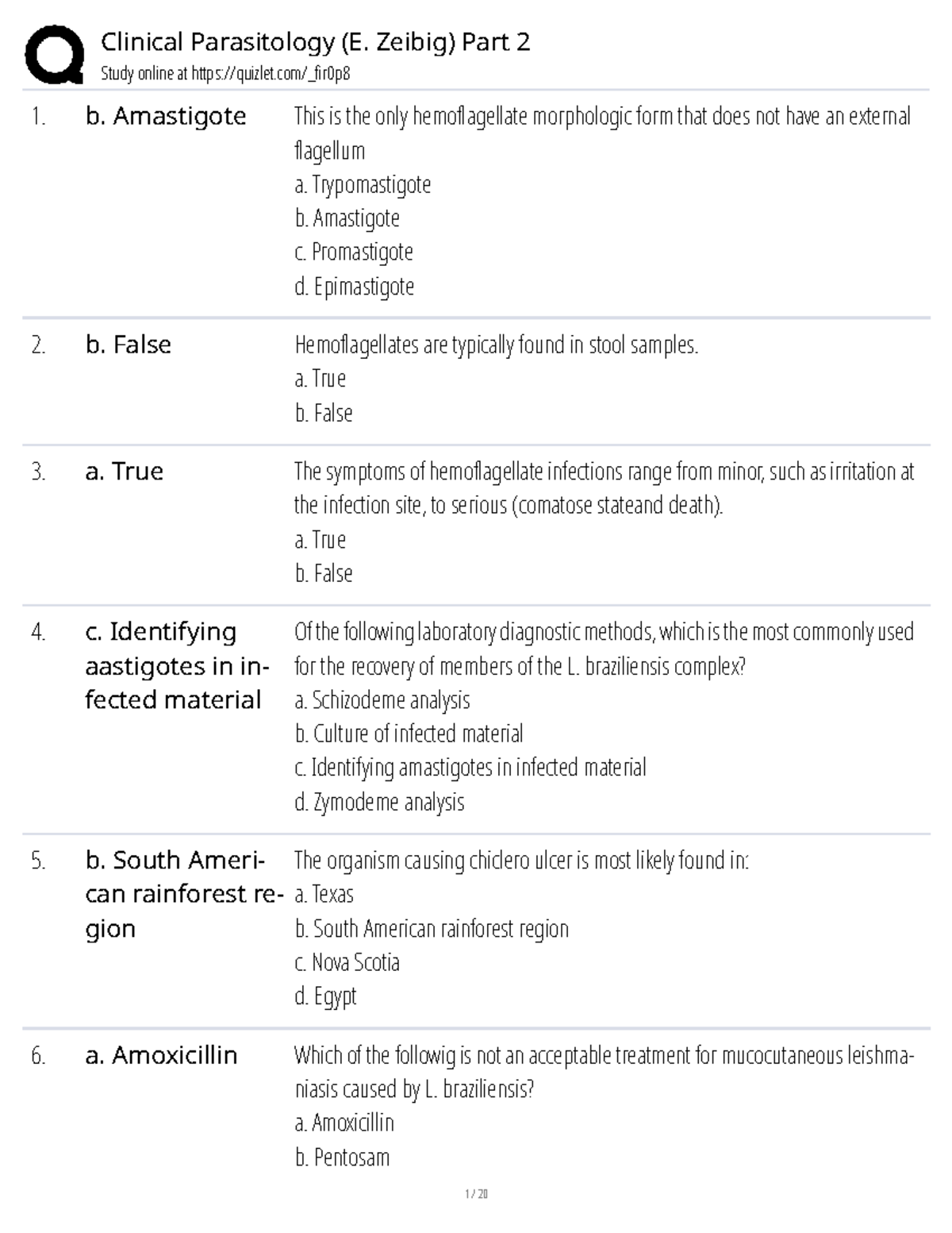 Clinical Parasitology (E. Zeibig) Part 2 Study Guide and Notes - Studocu