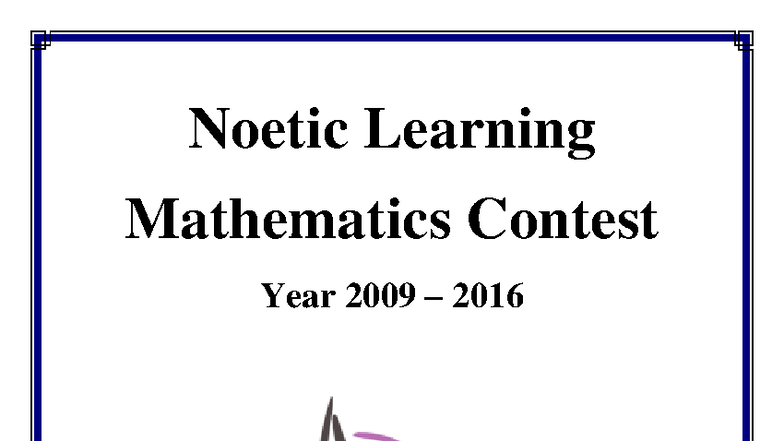Noetic Learning Math Contest Sample Problems (Grades 2-8) - Studocu