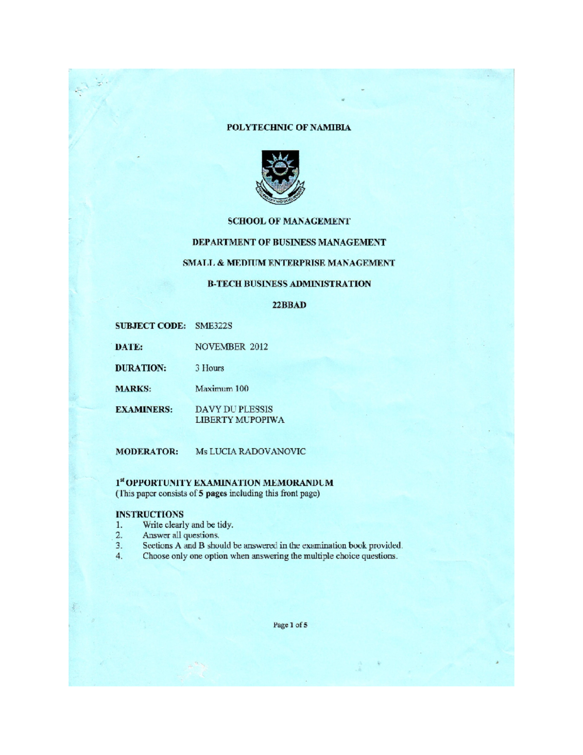 2012 Nov - Question Paper and Memorandum - Small and Medium Enterprise ...