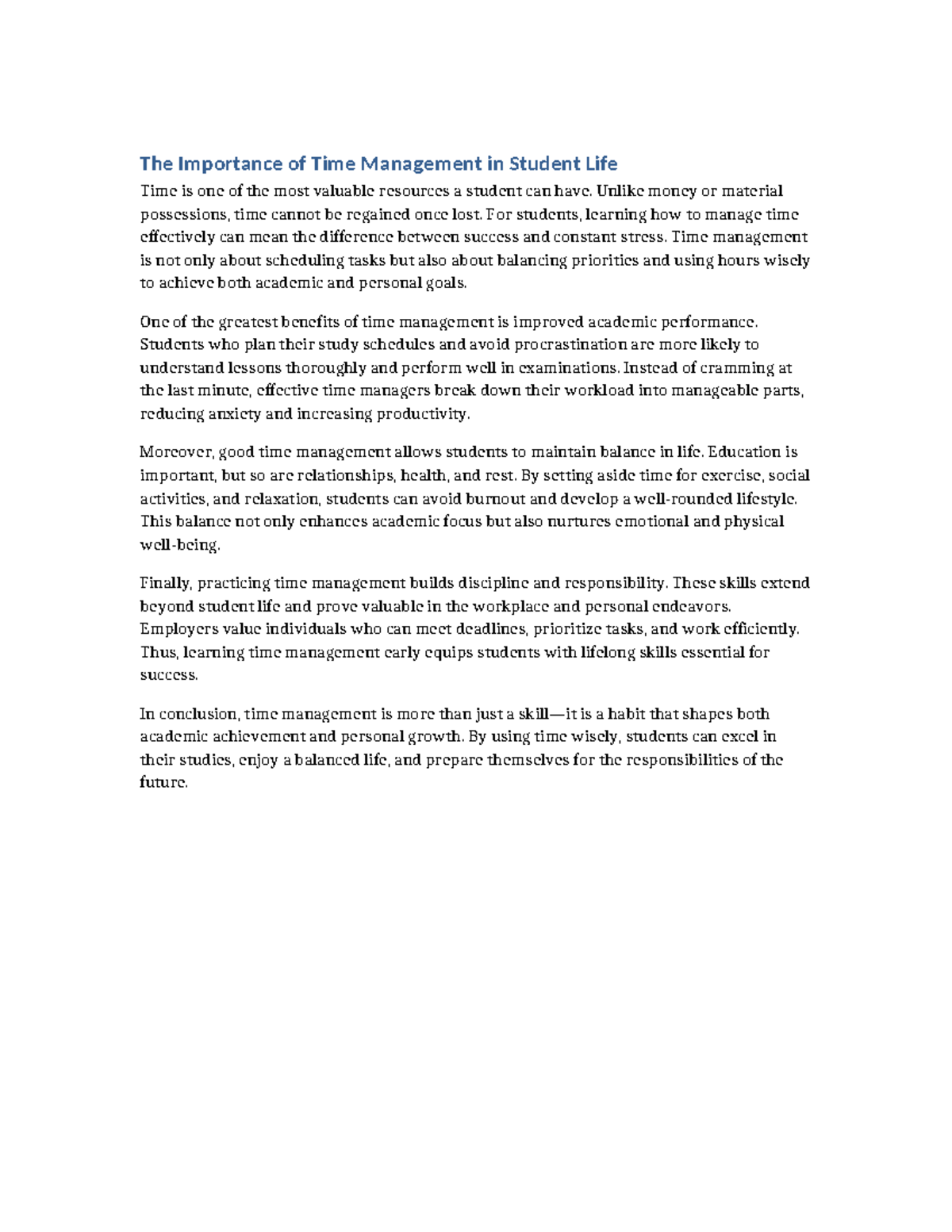 Time Management Strategies for Student Success - Studocu