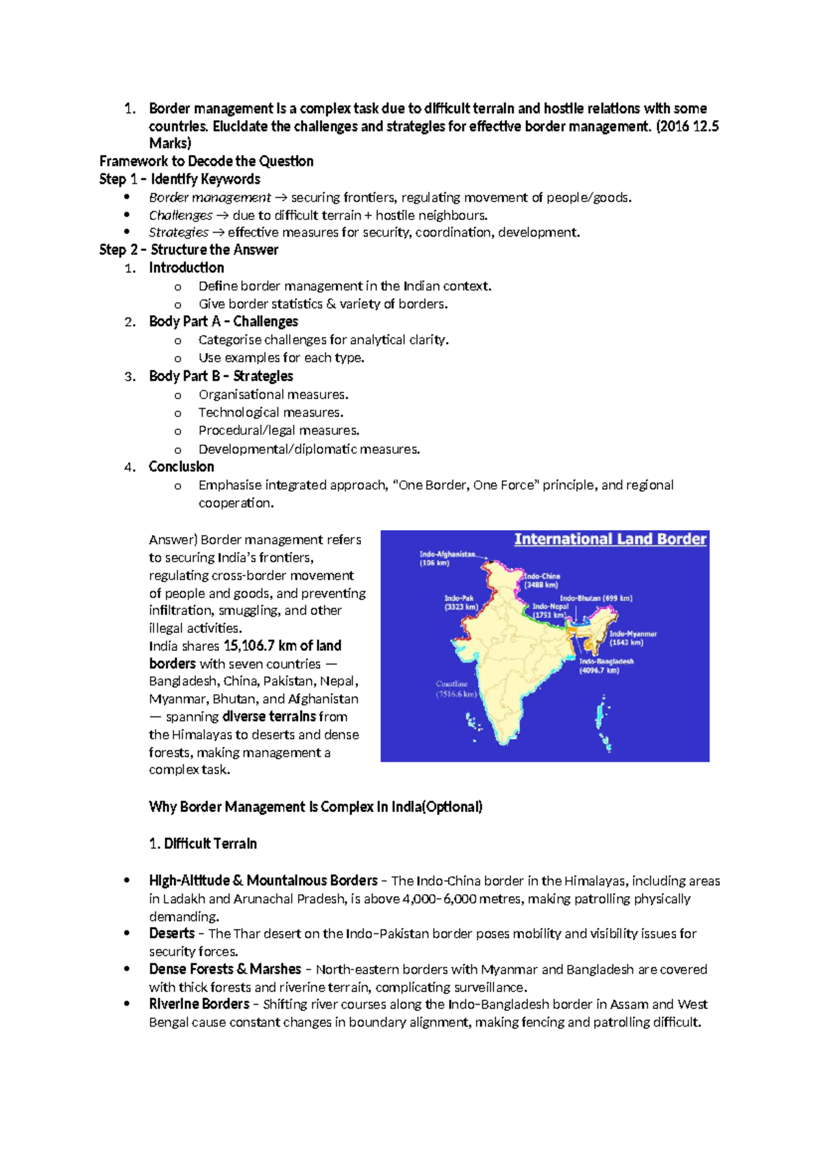Border Management Challenges & Strategies - UPSC Guidance - Studocu