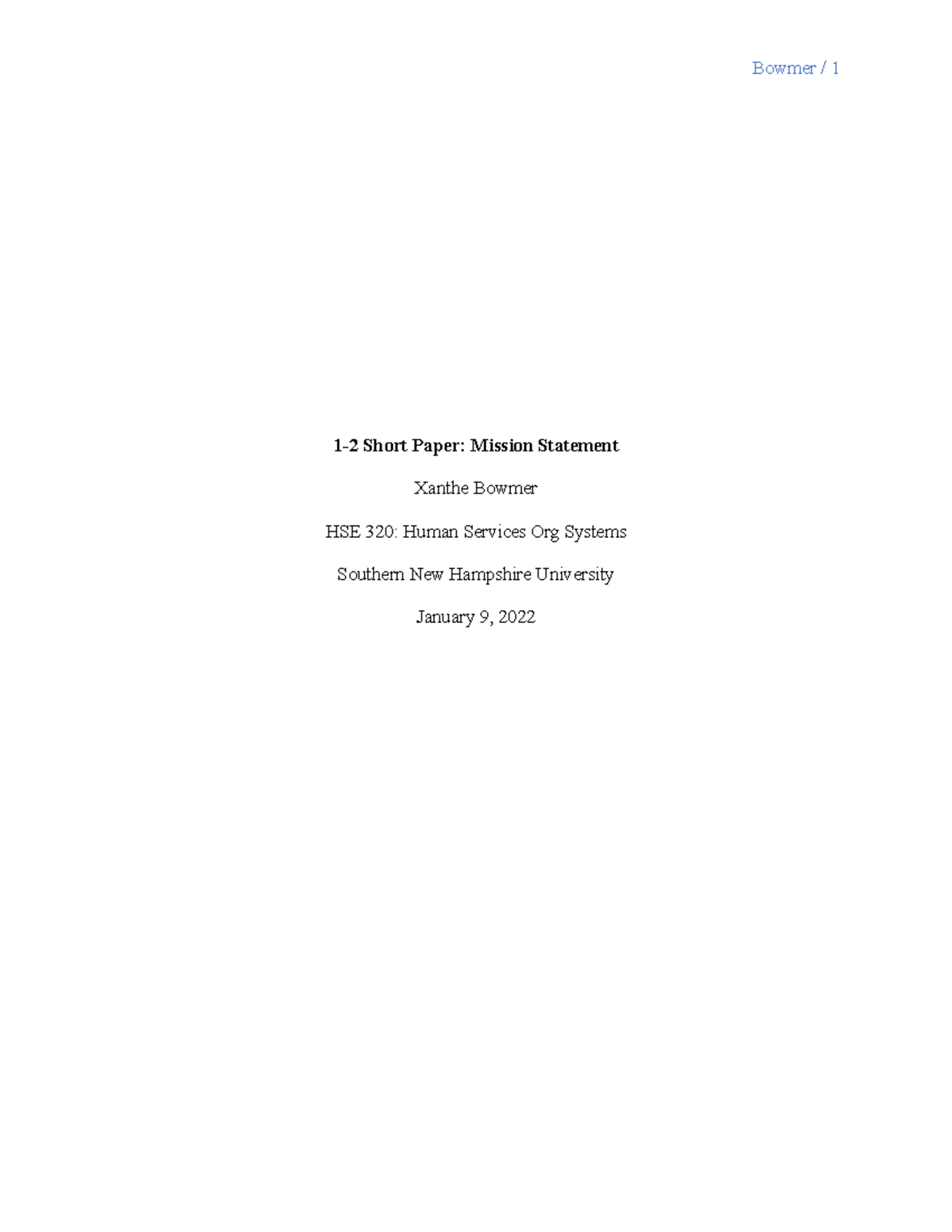 HSE 320: Mission Statement Short Paper for Fostering Life Organization ...