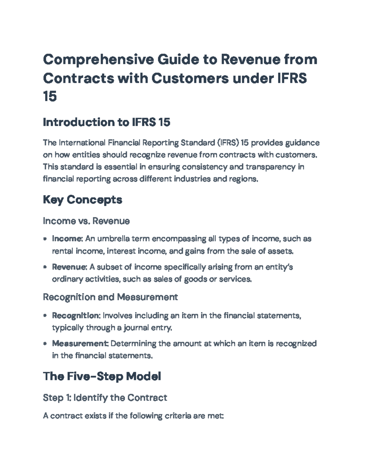 Comprehensive Overview of Revenue Recognition under IFRS 15 ...