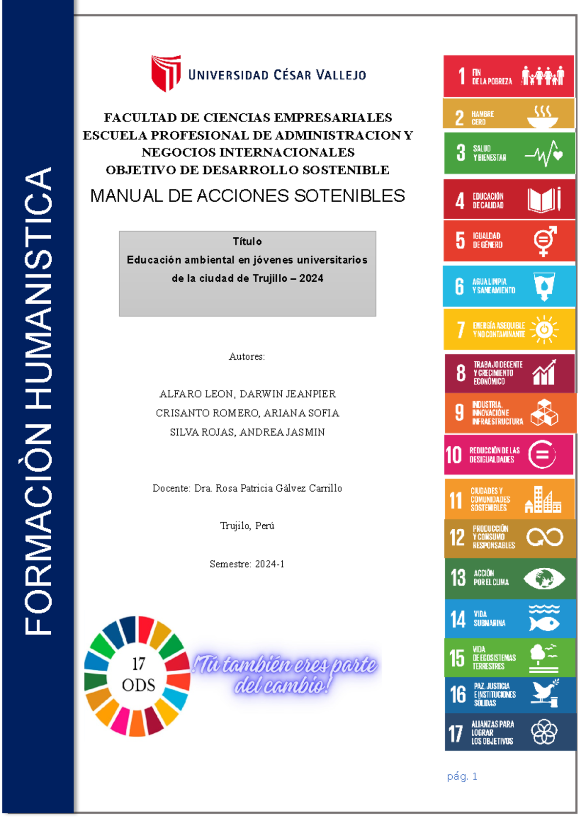 Manual de Acciones Sostenibles ODS - Informe 1 (2024) - Studocu