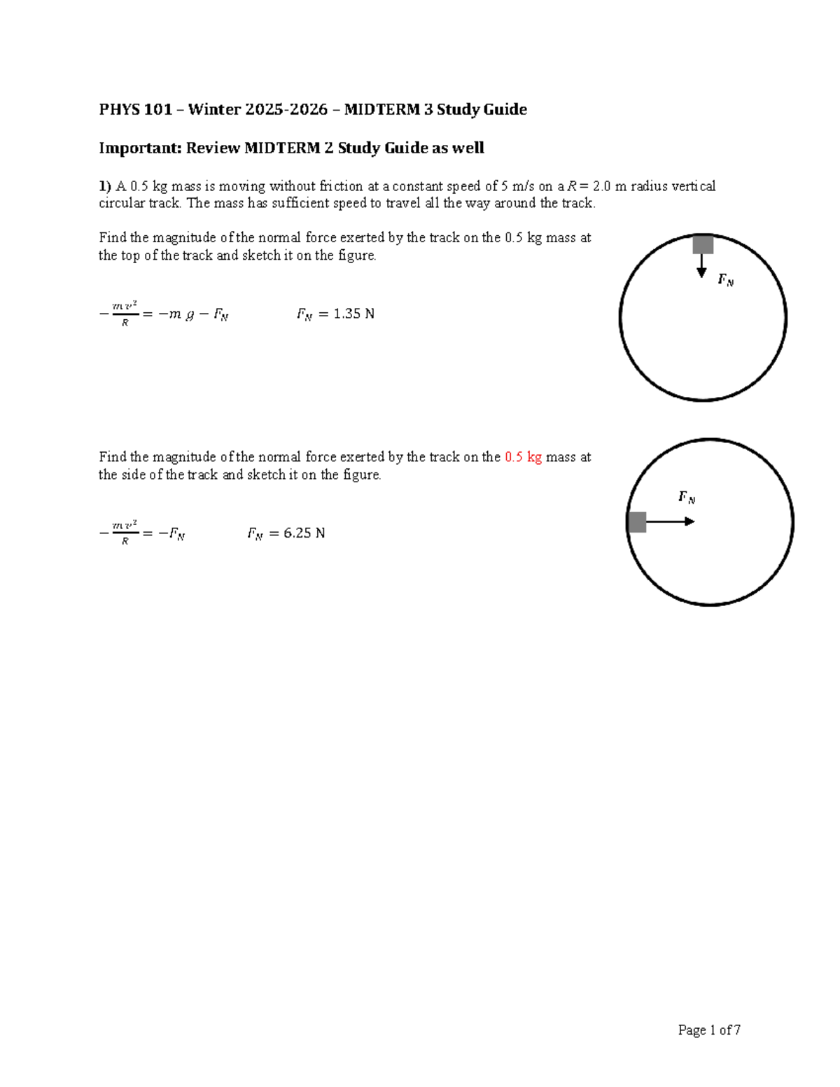PHYS 101 Winter Midterm 3 Study Guide & Solutions - Studocu