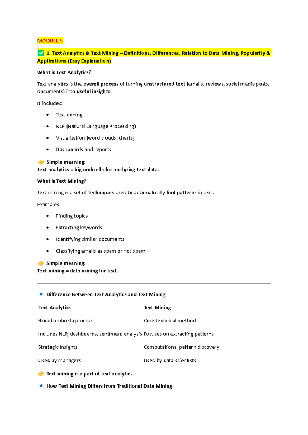 MODULE 5: Text Analytics & Mining Exam Practice Notes - Studocu