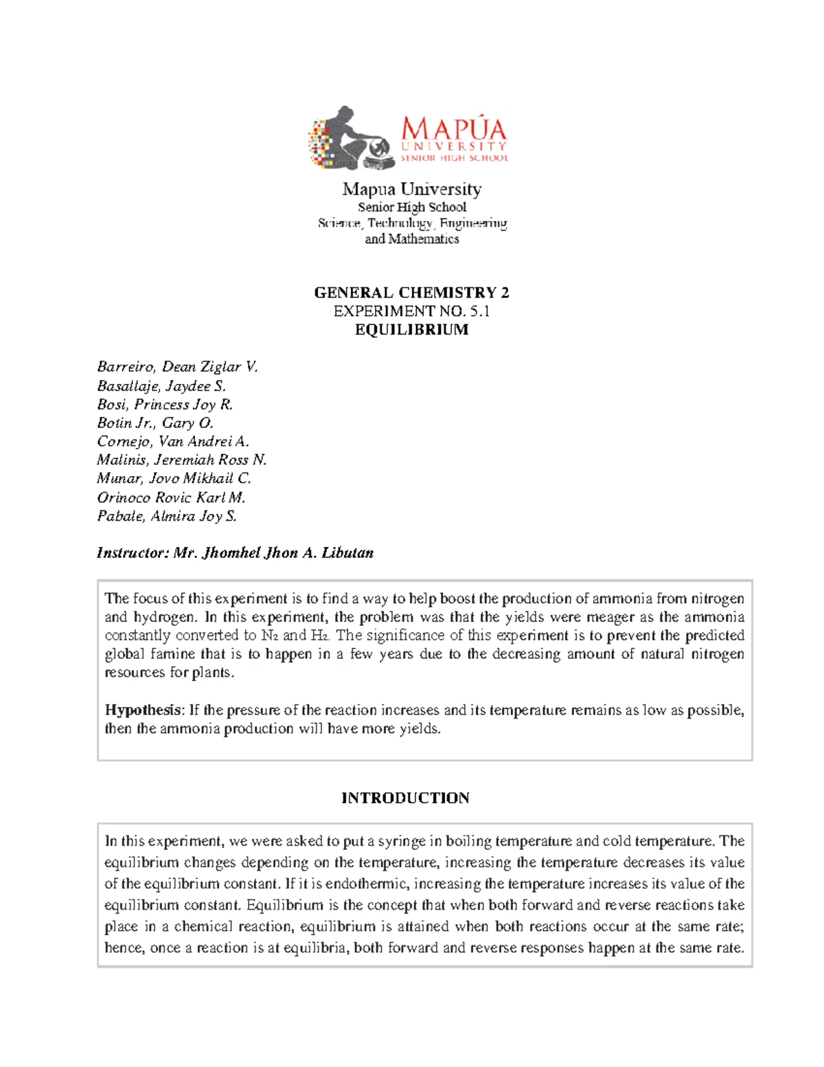 CM011L-Section: Laboratory Report on Experiment 2 - Electrochemistry ...