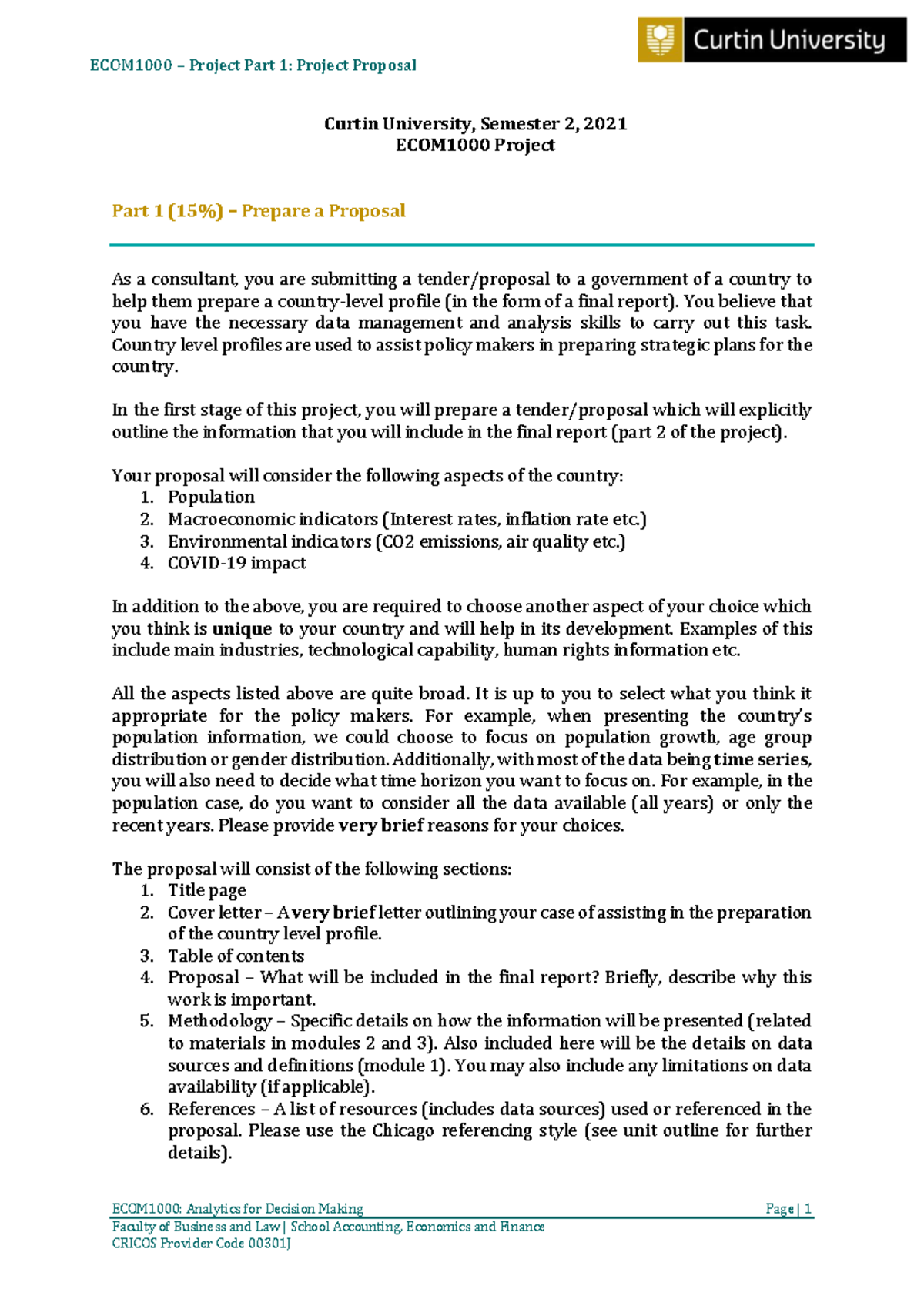ECOM1000 Proposal for Country-Level Profile - Project Part 1 - Studocu