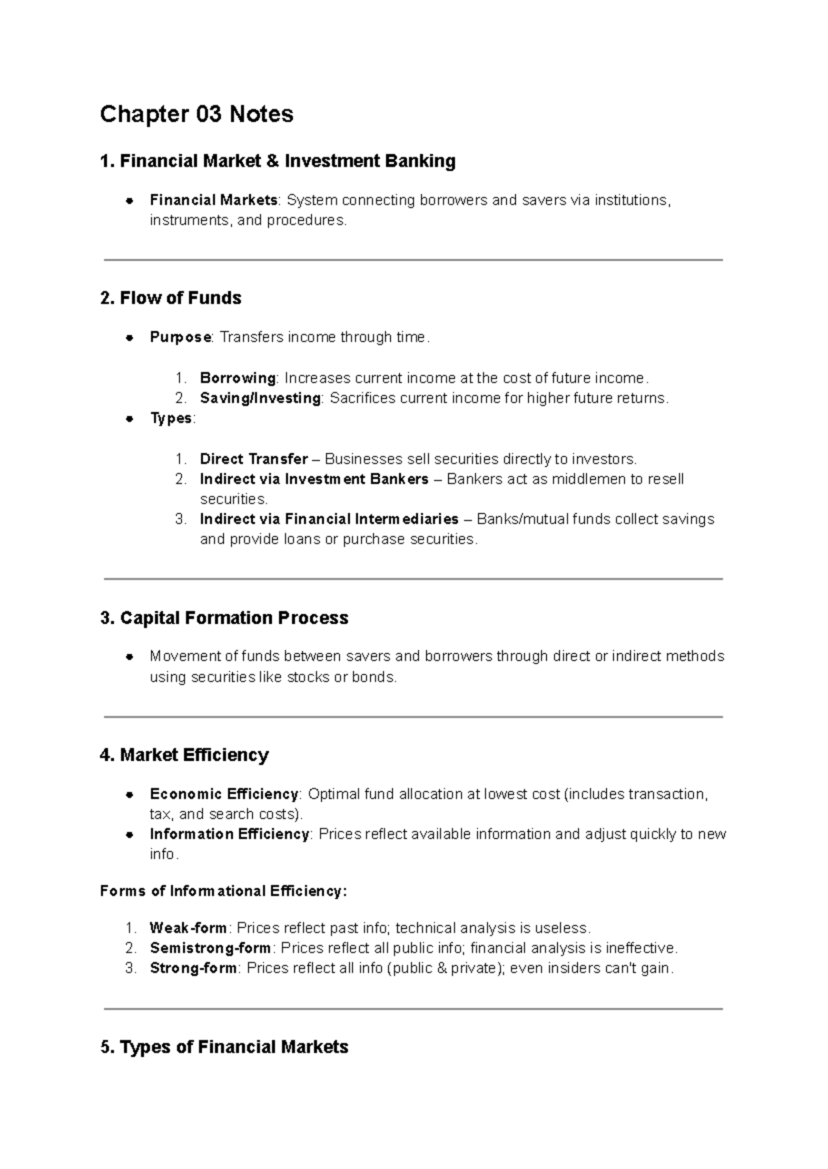 Chapter 03 notes: Financial markets and investment banking overview ...