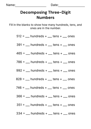 Counting Hundreds with Base Ten Bars - 2nd Grade Worksheet - Each bar ...