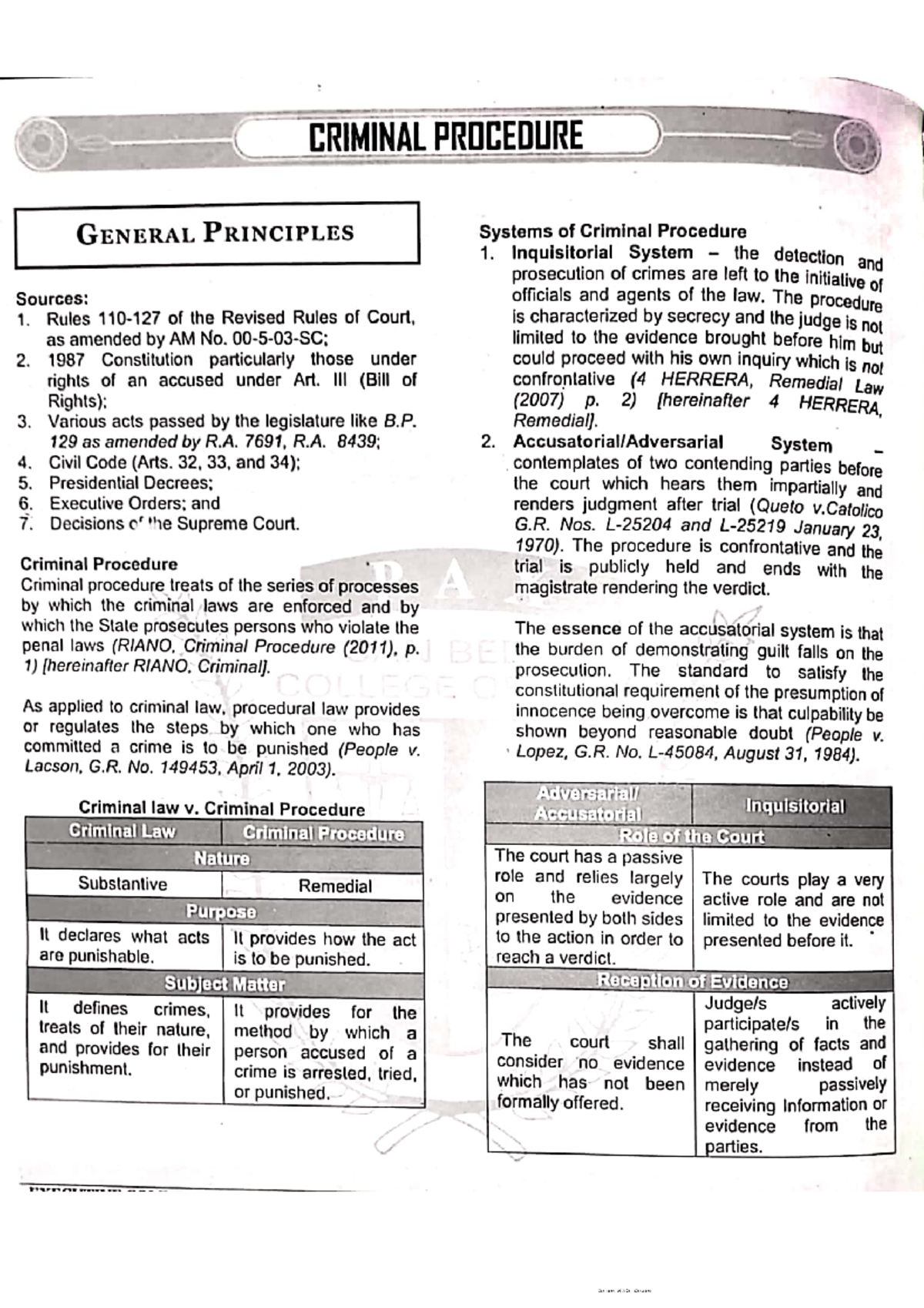 CRIMINAL PROCEDURE - LECTURE NOTES ON GENERAL PRINCIPLES - Studocu