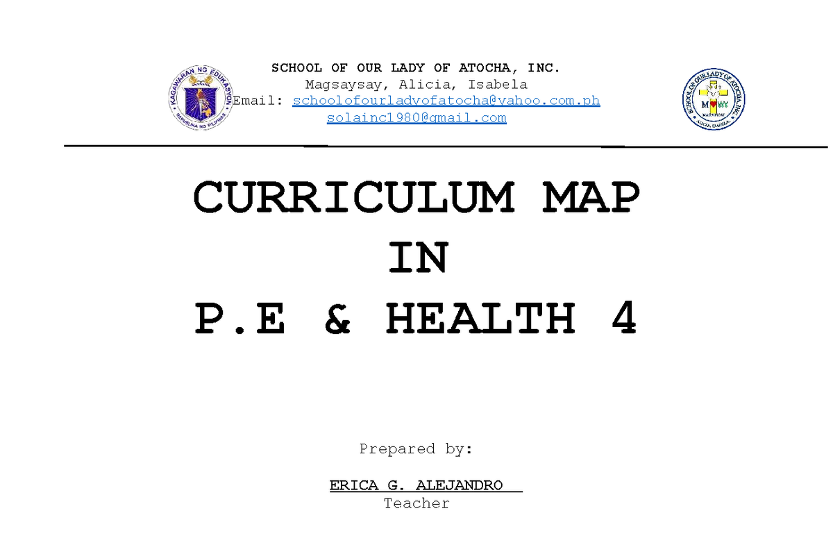 G4 PE & Health Curriculum Map: Promoting Wellness & Active Living - Studocu