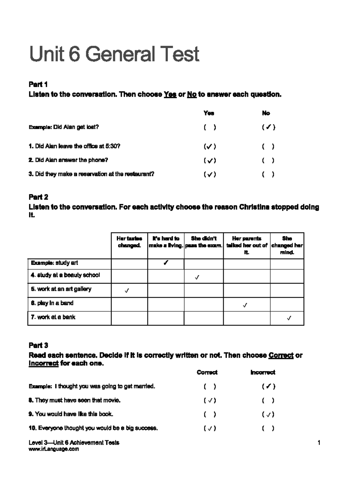 Unit 6 General Test: Listening & Interview Skills Practice - Studocu