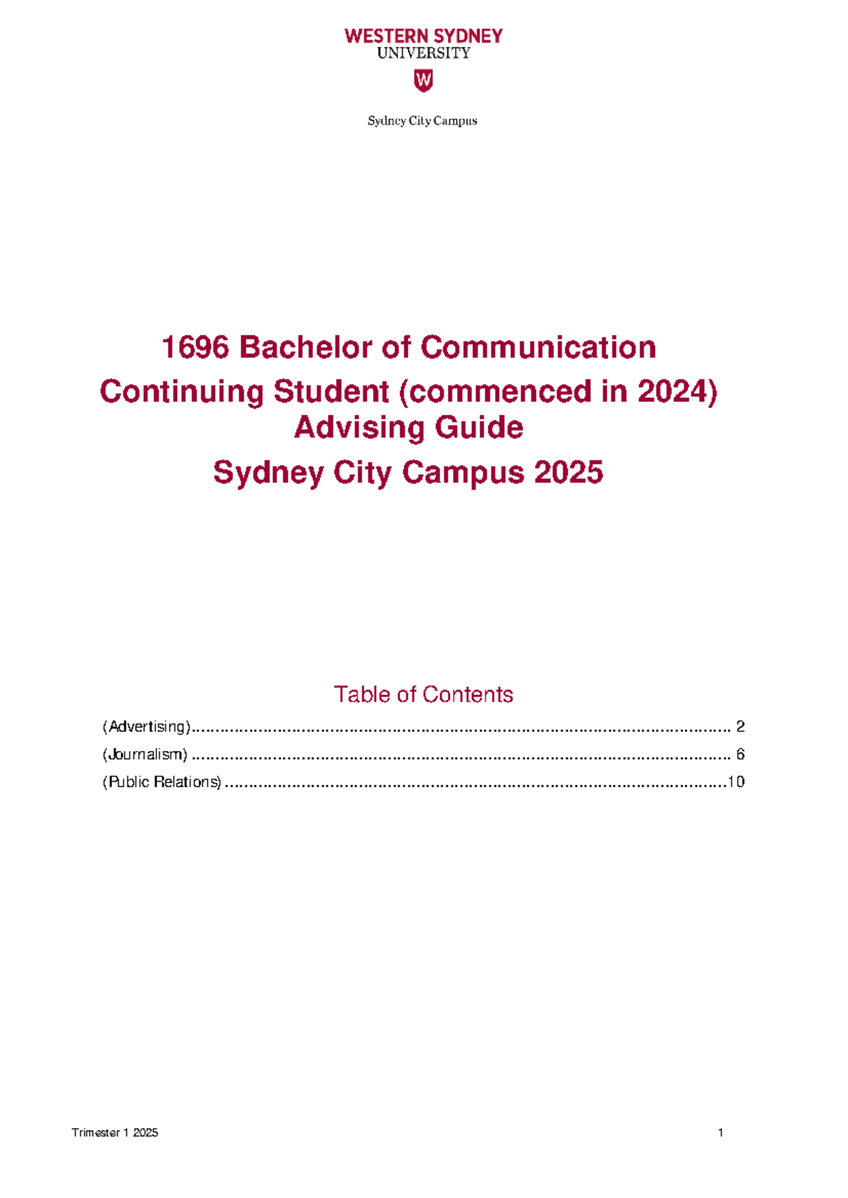 1696 Bachelor of Communication Advising Guide 2025 for Continuing ...