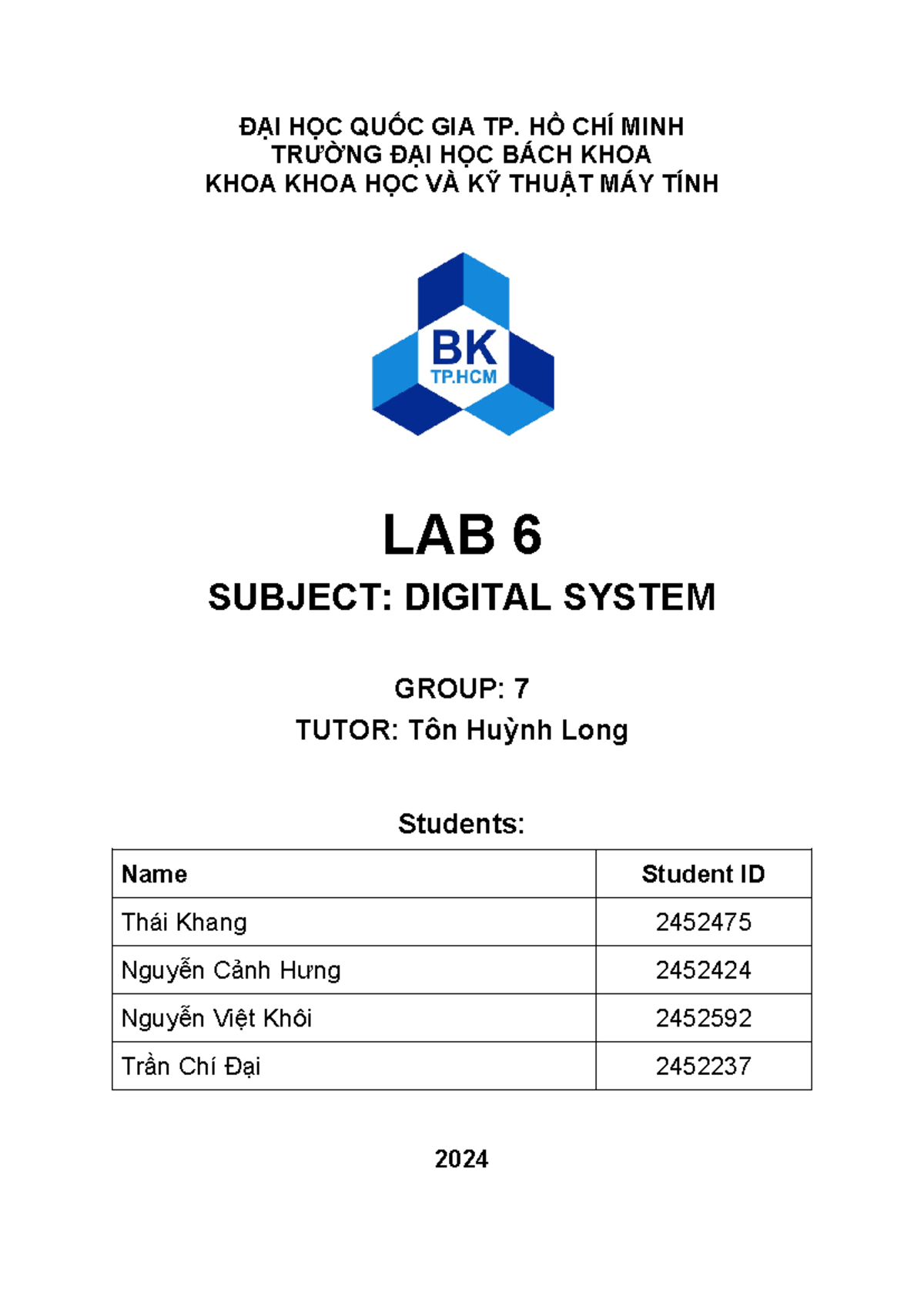 LAB 6 Preparation for Digital System - Group 7 (HTS) - Studocu
