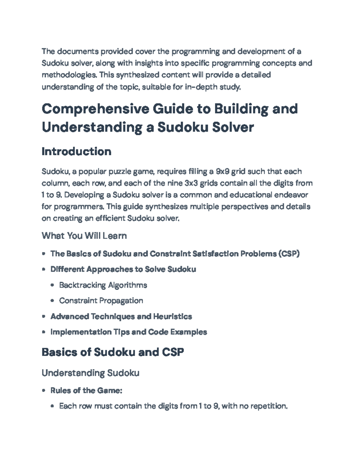 Comprehensive Guide to Developing a Sudoku Solver (CS101) - The ...
