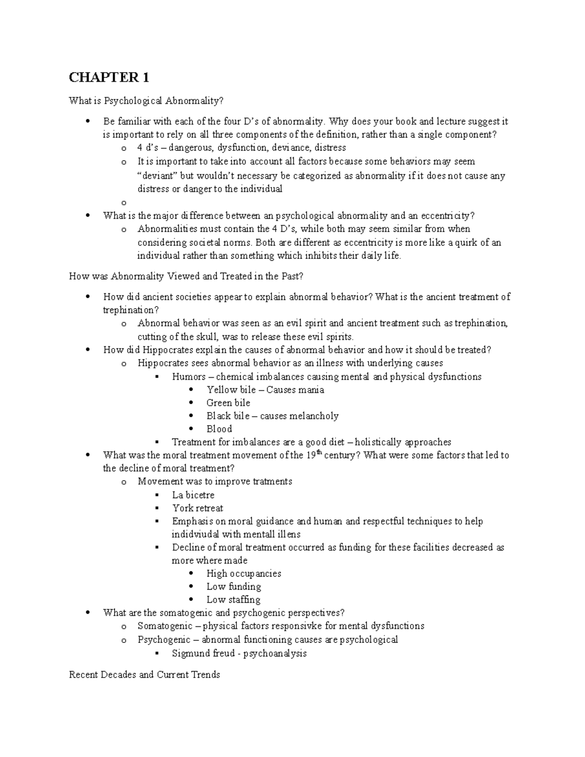 PSY 101: CHAPTER 1 - Understanding Psychological Abnormality - Studocu