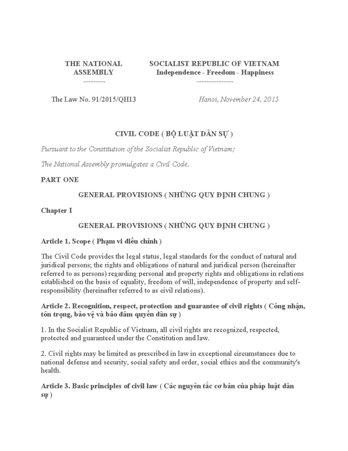 Property Law - Civil Code 2015 (Short) - Overview of Chapter 4 - Studocu