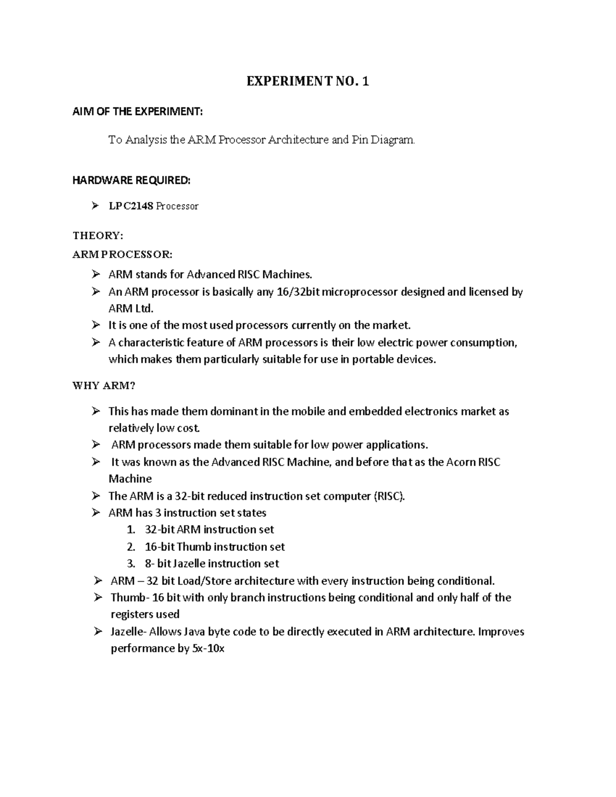 1901105382-1 - Embedded System Lab experiment number 1. - EXPERIMENT NO ...