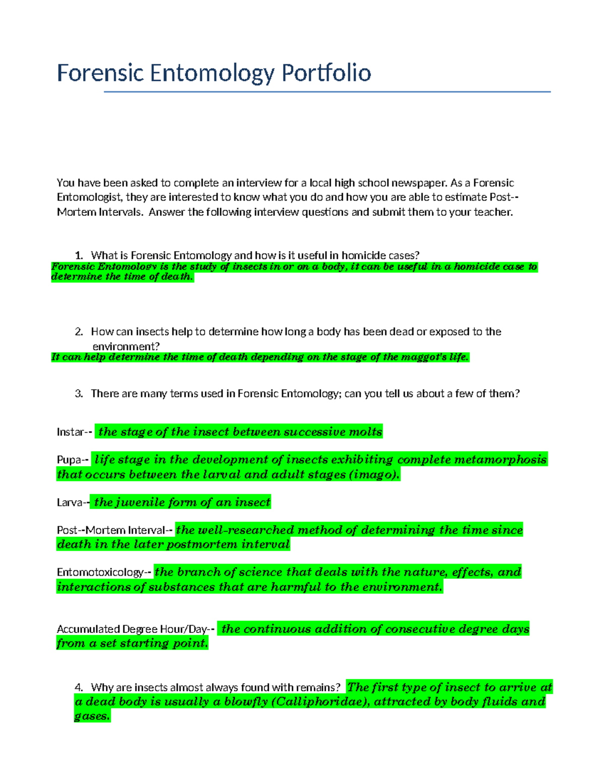Copy of Copy of Forensic Entomology Portfolio - Forensic Entomology ...