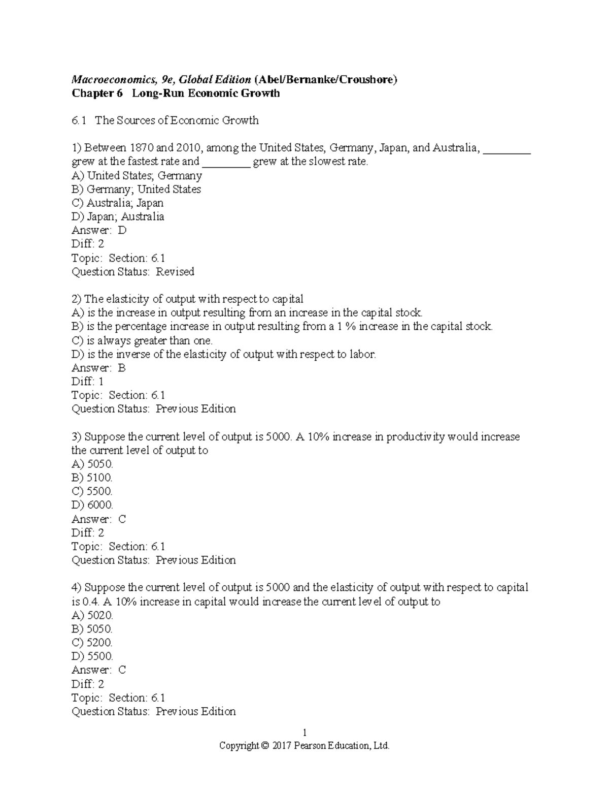 Chapter 6 - test bank - 1 Macroeconomics, 9e, Global Edition (Abel ...