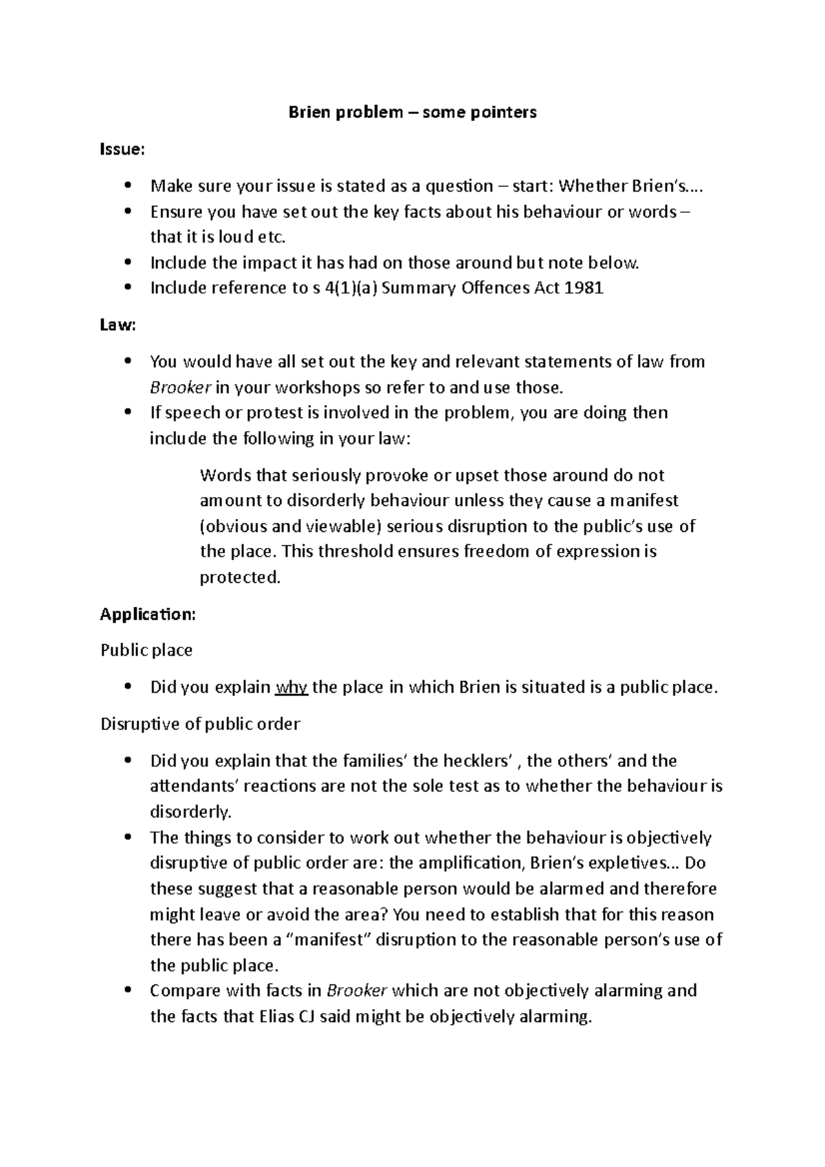 Brien problem pointers for lecture - Brien problem – some pointers ...