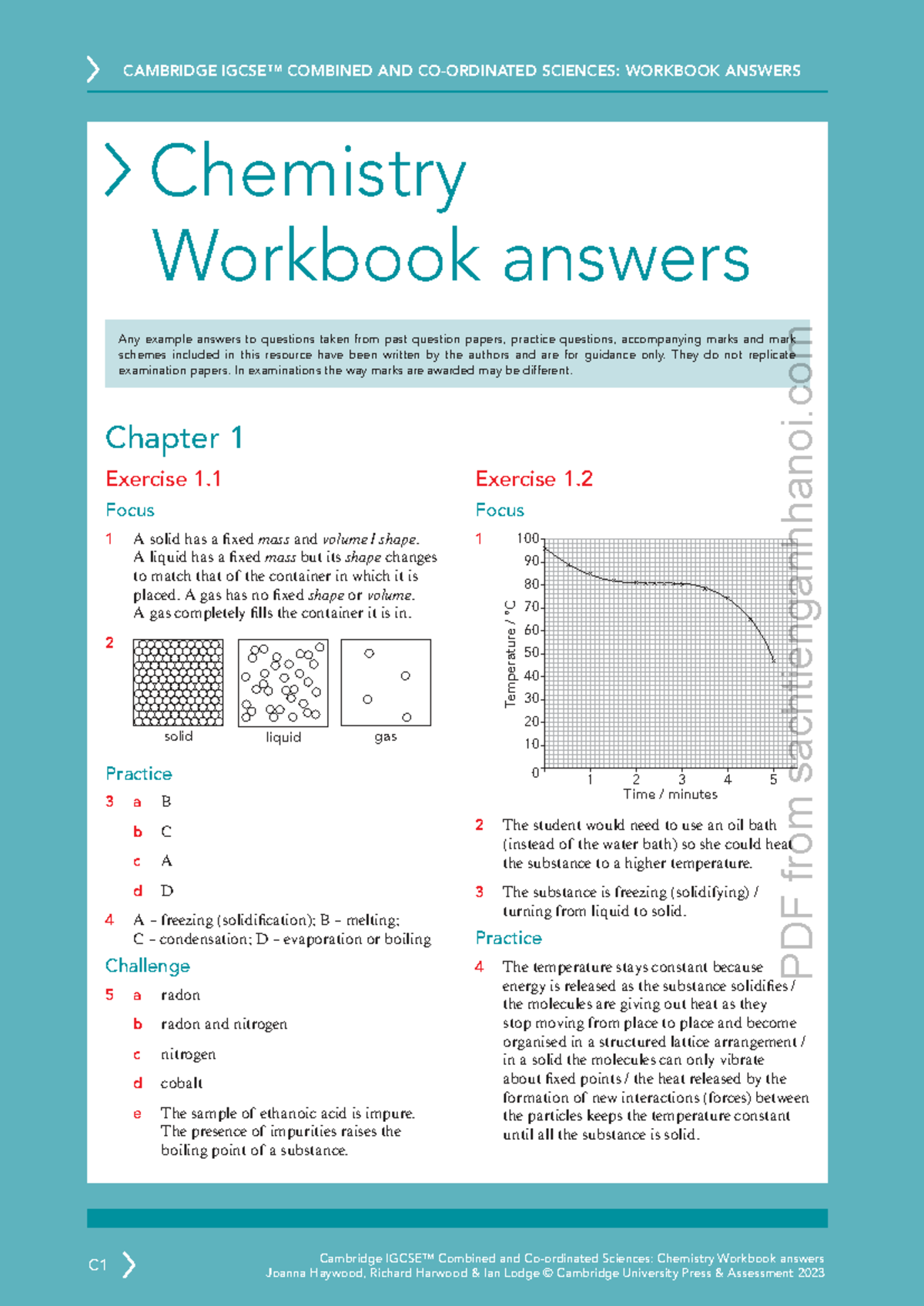 IGCSE 0654 Chemistry: Workbook Answers & Guidance PDF - Document Preview