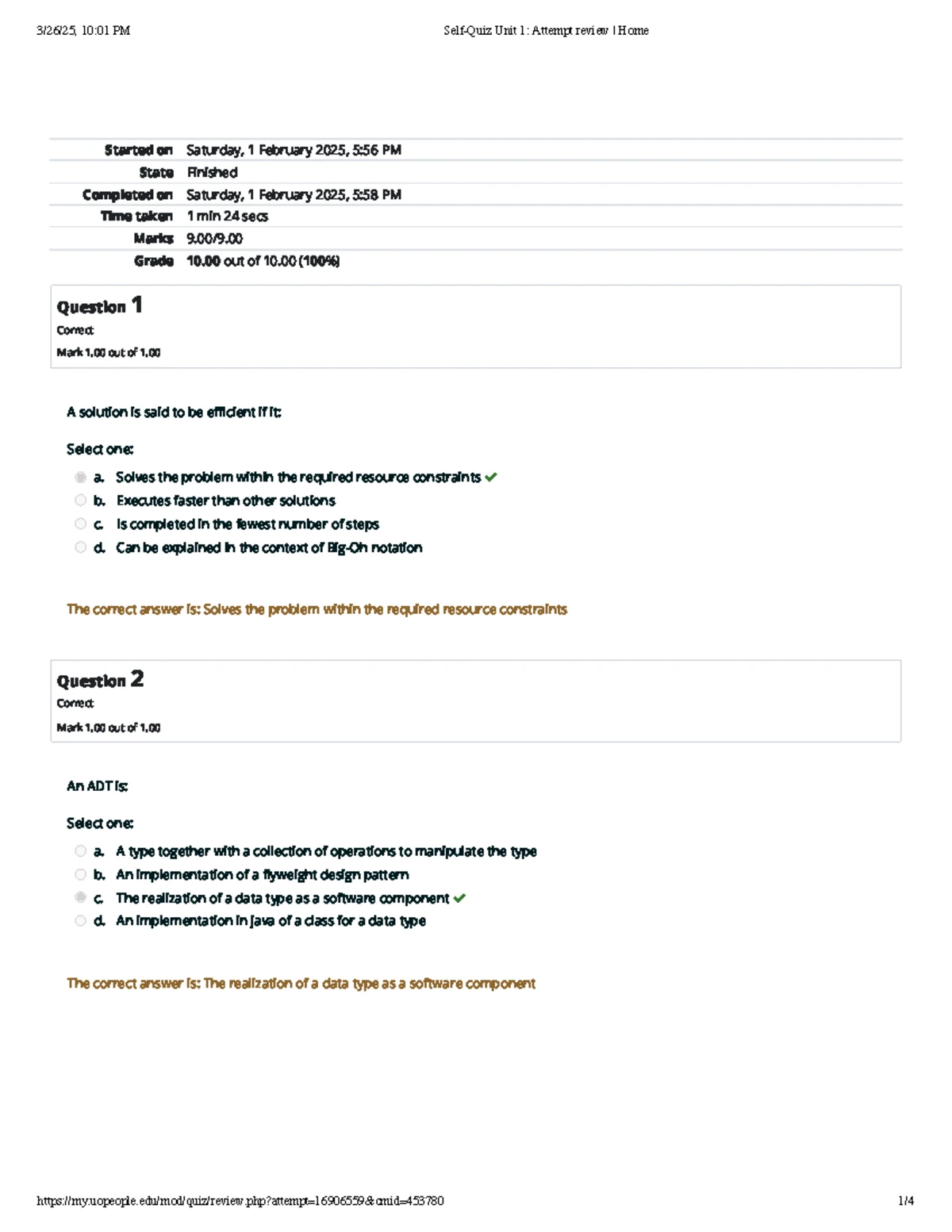 Graded Quiz Review for Algorithms - CS3303 Unit 5 Insights - Studocu