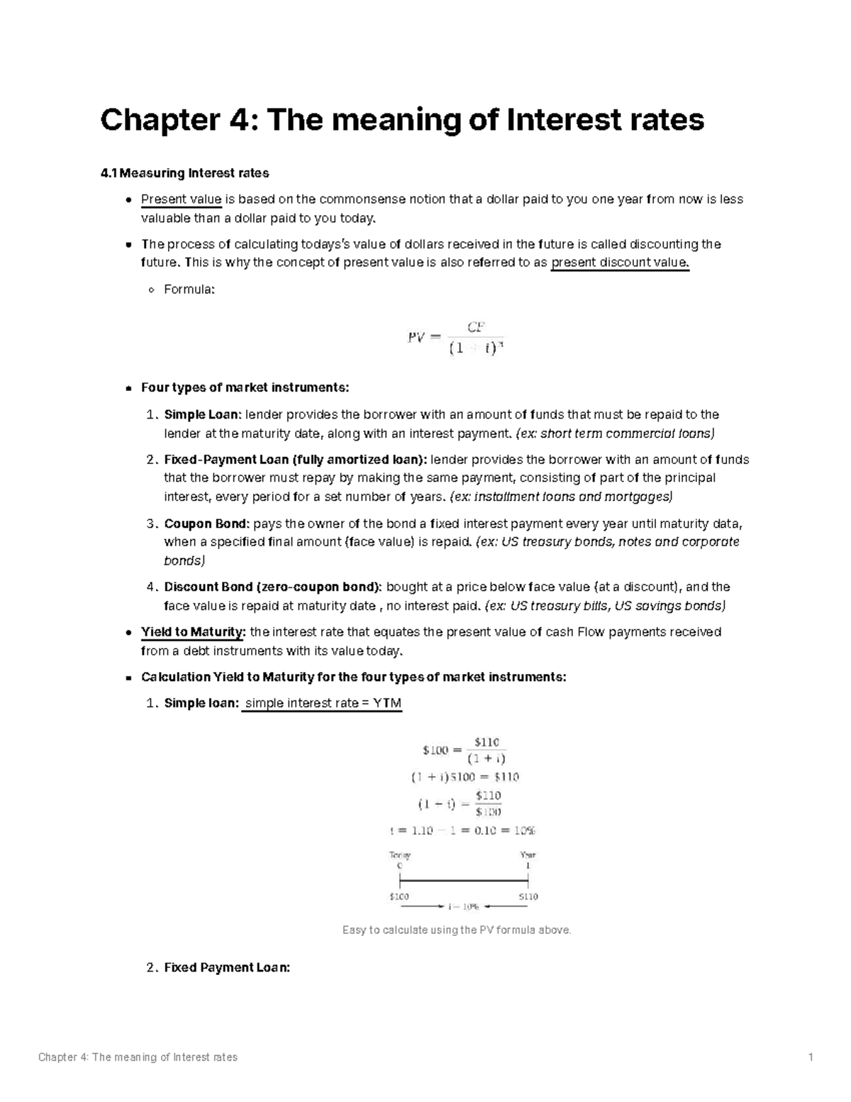 Chapter 4: Understanding Interest Rates and Their Measurements ...