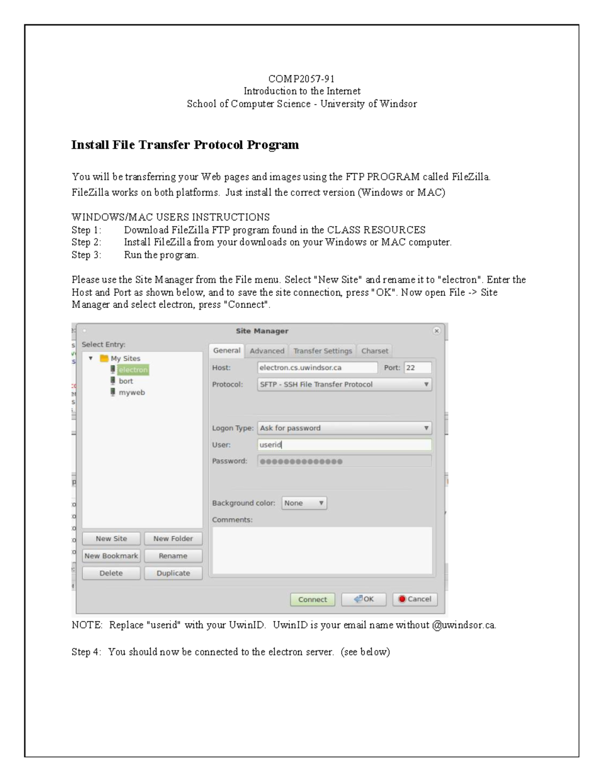 COMP2057: FTP Installation Instructions for FileZilla - Studocu