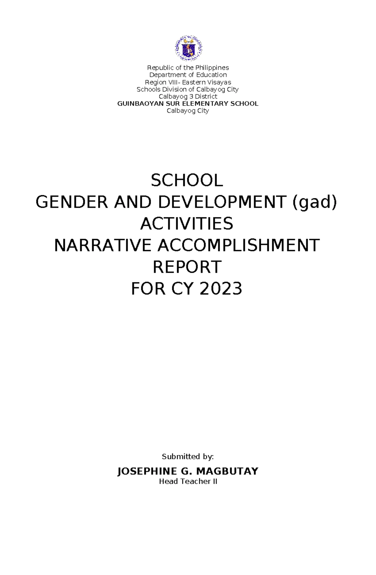 ACR TA ON Literacy AND Numeracy - ACTIVITY COMPLETION REPORT ACTIVITY ...