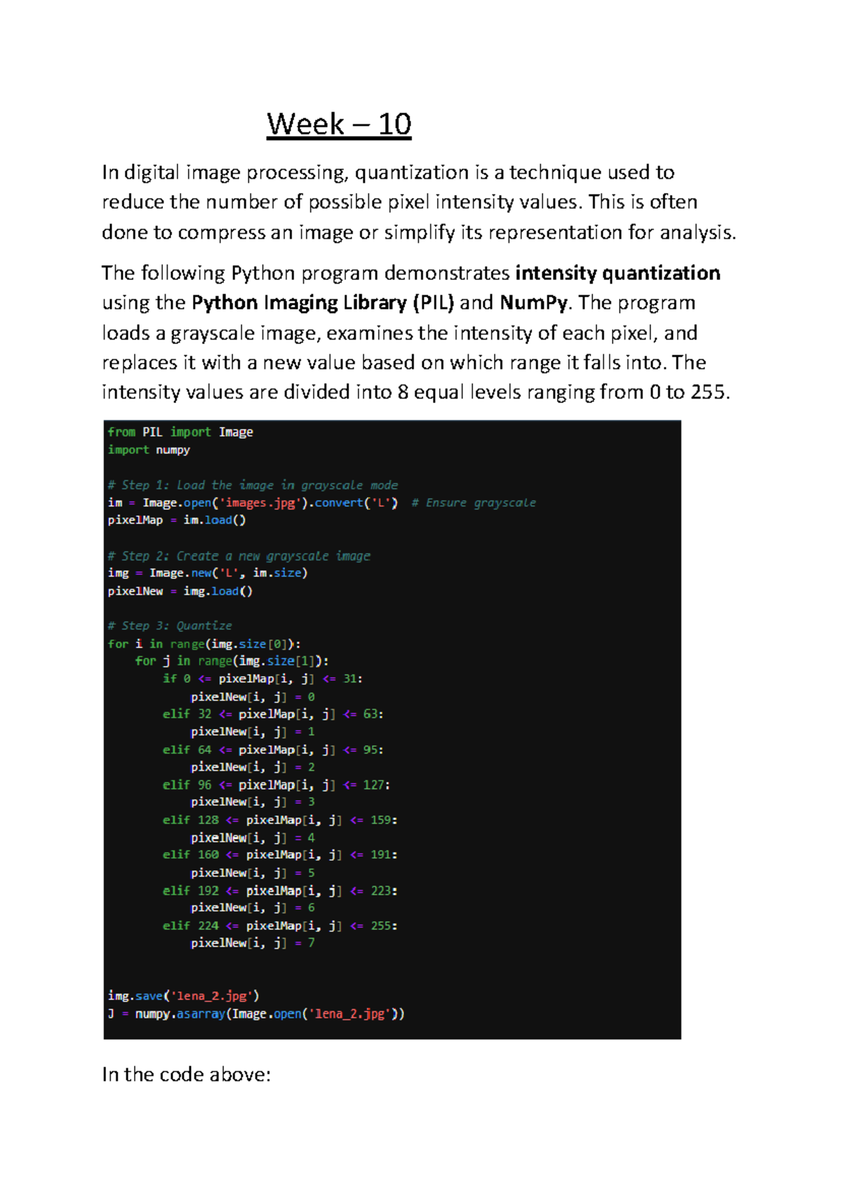Week 10 - Digital Image Processing: Intensity Quantization Techniques ...