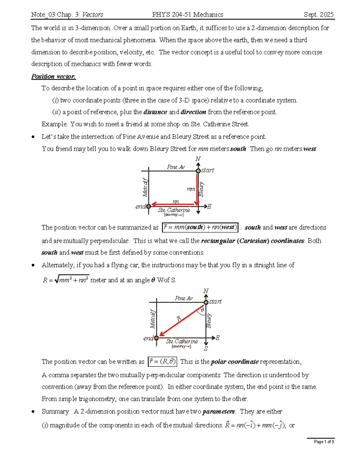 PHYS 204-51 Lecture Notes: Chapter 3 - Vectors - Studocu