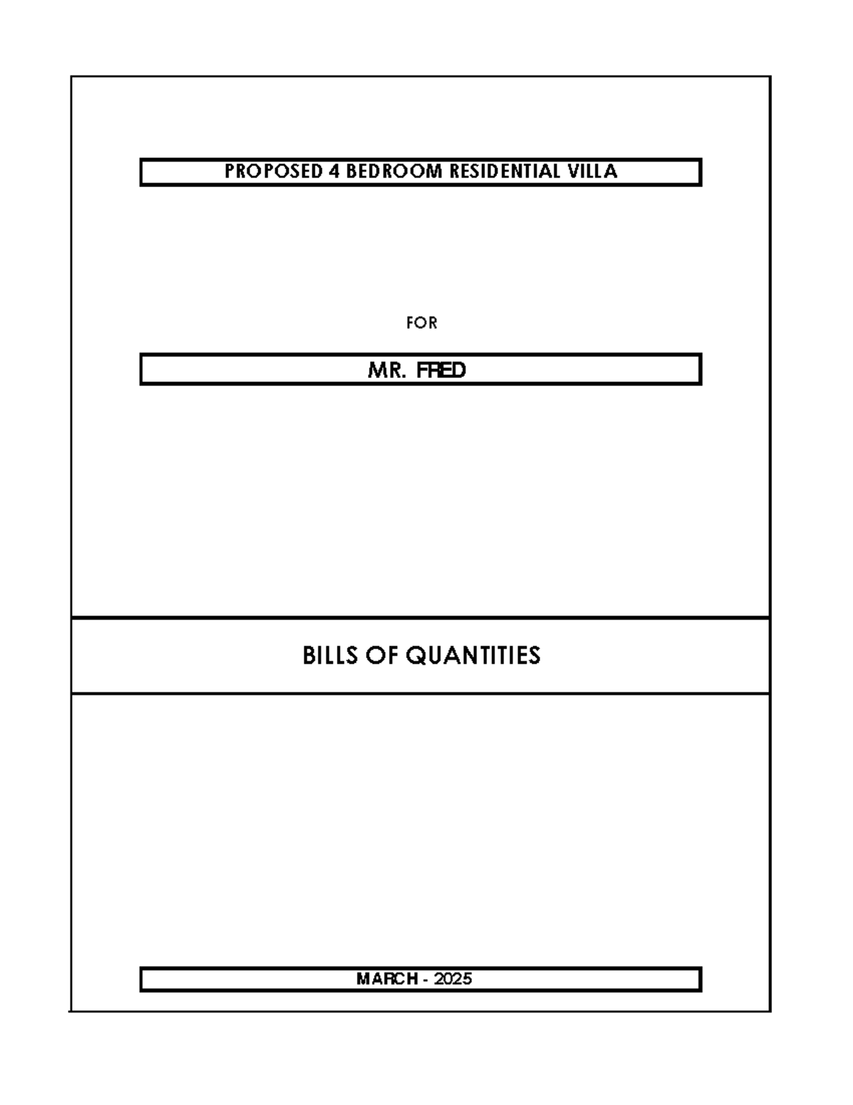 BILL OF QUANTITIES FOR PROPOSED 4 BEDROOM VILLA - MARCH 2025 - Document Preview