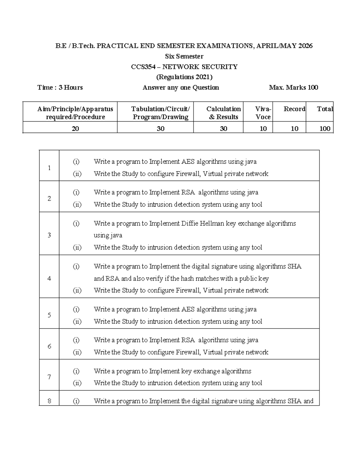 CCS354 Network Security Practical Exam Questions - 2026 - Studocu