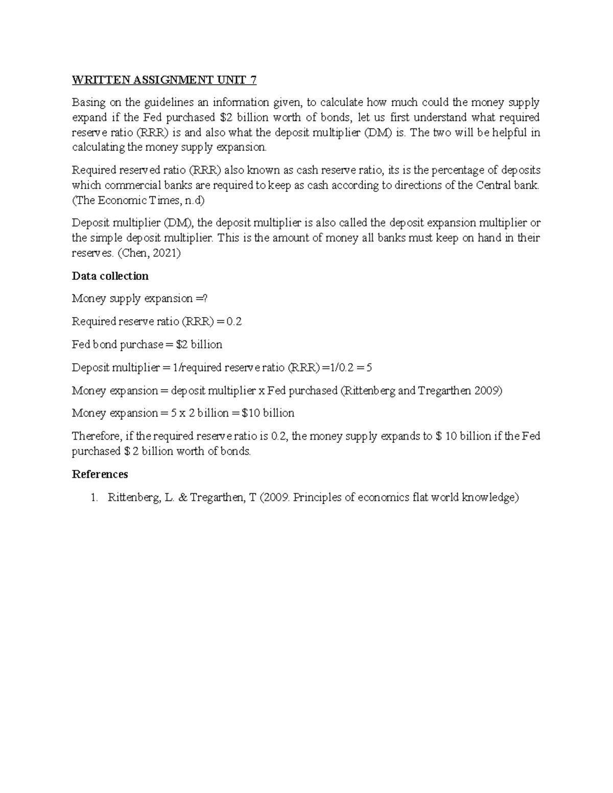 Written Assignment UNIT 7 econ - WRITTEN ASSIGNMENT UNIT 7 Basing on ...