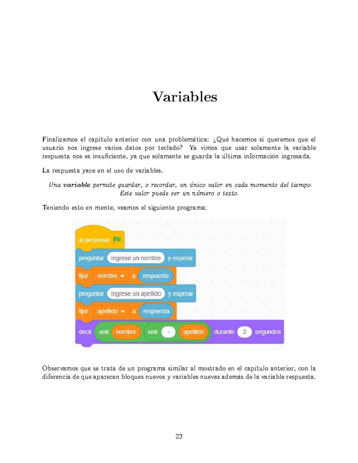 Variables en Scratch: Guía Completa para el Final del Curso - Studocu