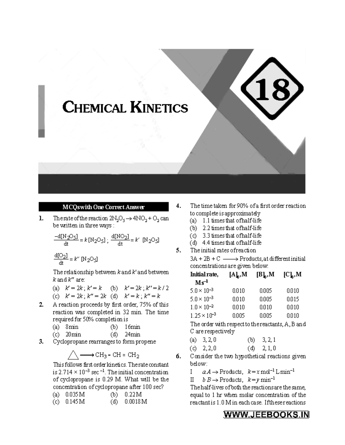 Chemistry MCQs: Chemical Kinetics Exam Questions and Answers (Code: 750 ...