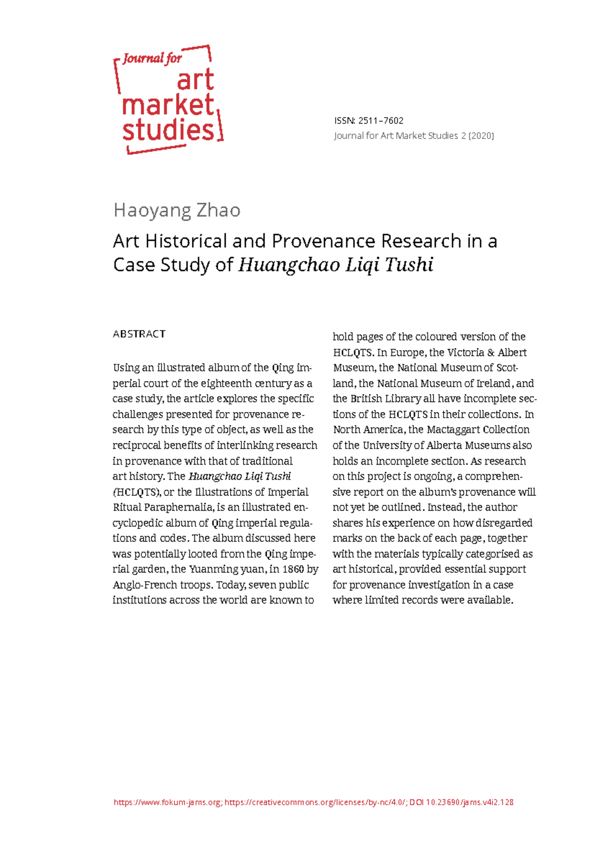 Art Historical & Provenance Research: A Case Study of HCLQTS (2020 ...