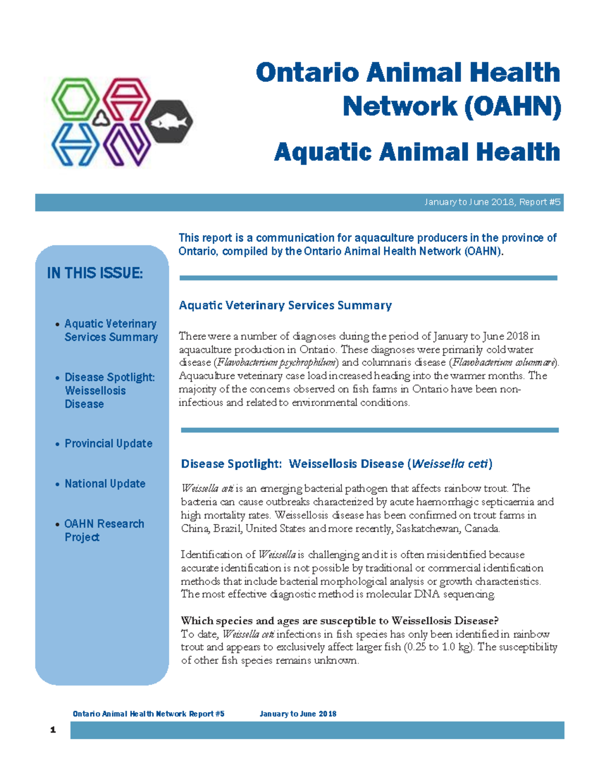 OAHN Producer Report 5 2018 07 20 - Ontario Animal Health Network (OAHN ...