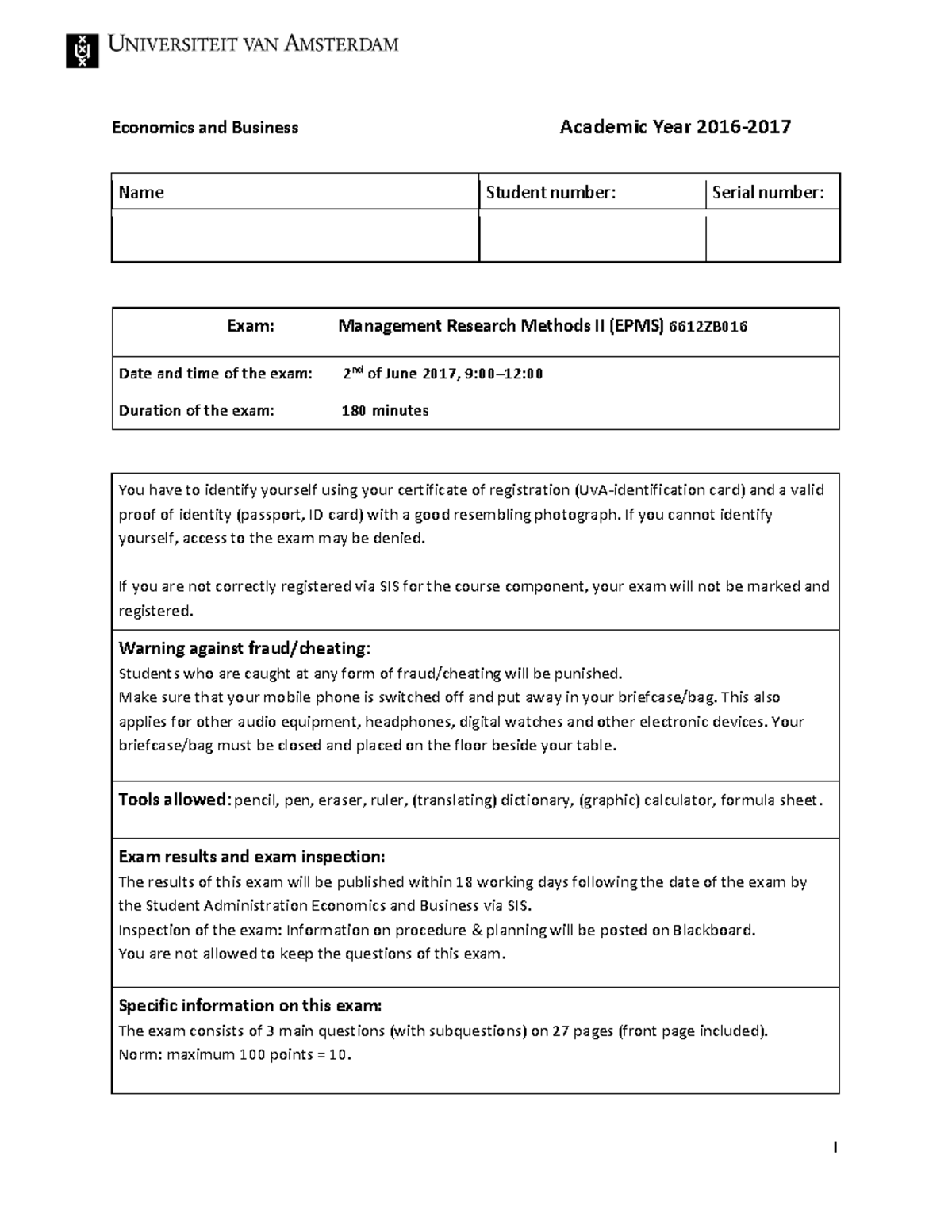 Practice Exam MRM2 - Management Research Methods II Q&A Guide - Studeersnel