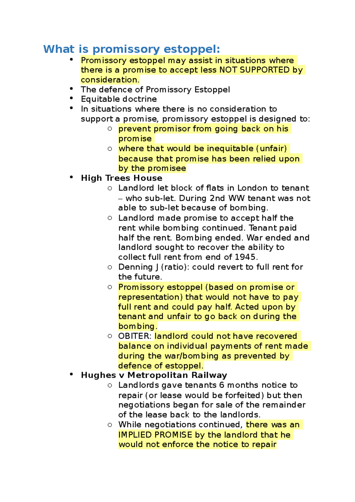 Promissory Estoppel: Understanding Its Principles and Case Law - Studocu