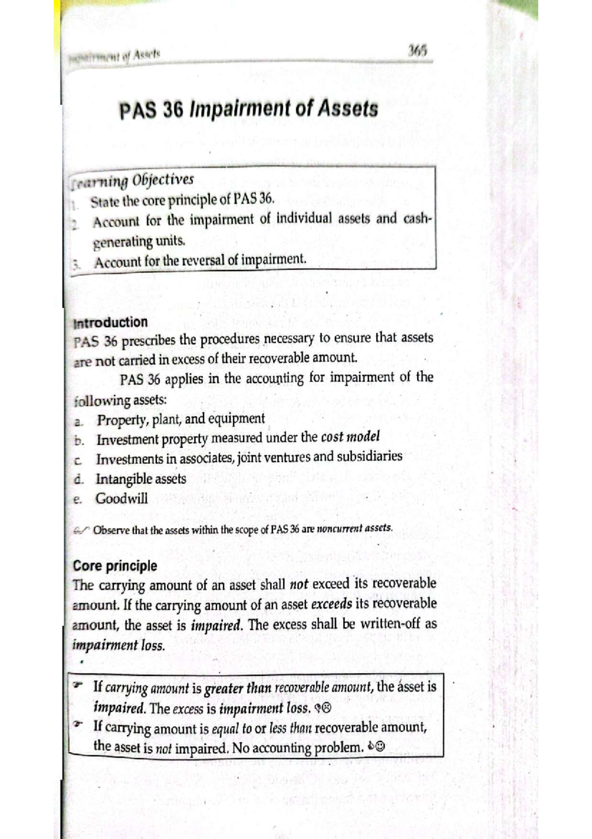 PAS 36 Impairment of Assets: Key Learning Objectives and Principles ...