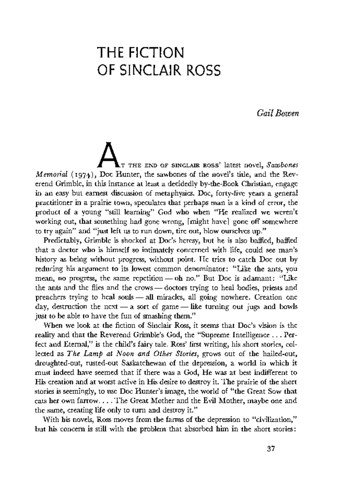 CanLit Reviews: CL80 - The Fiction of Sinclair Ross and Its Themes ...