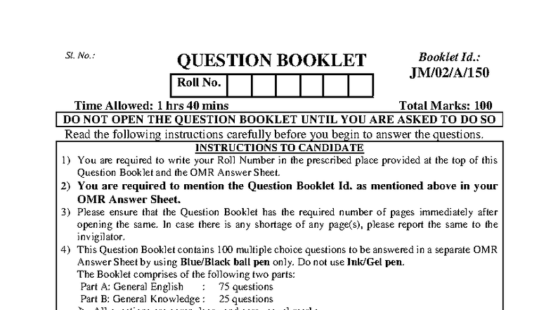 APDCL JM IT Paper 2 Series A: Question Booklet & Instructions - Studocu