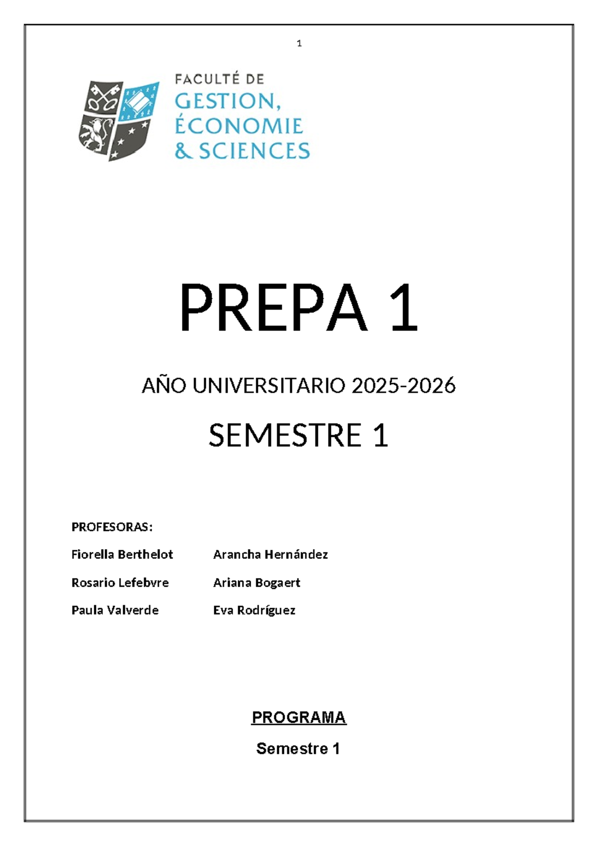 POLY Prepa 1 2025-2026: Programa y Evaluación Semestre 1 - Studocu