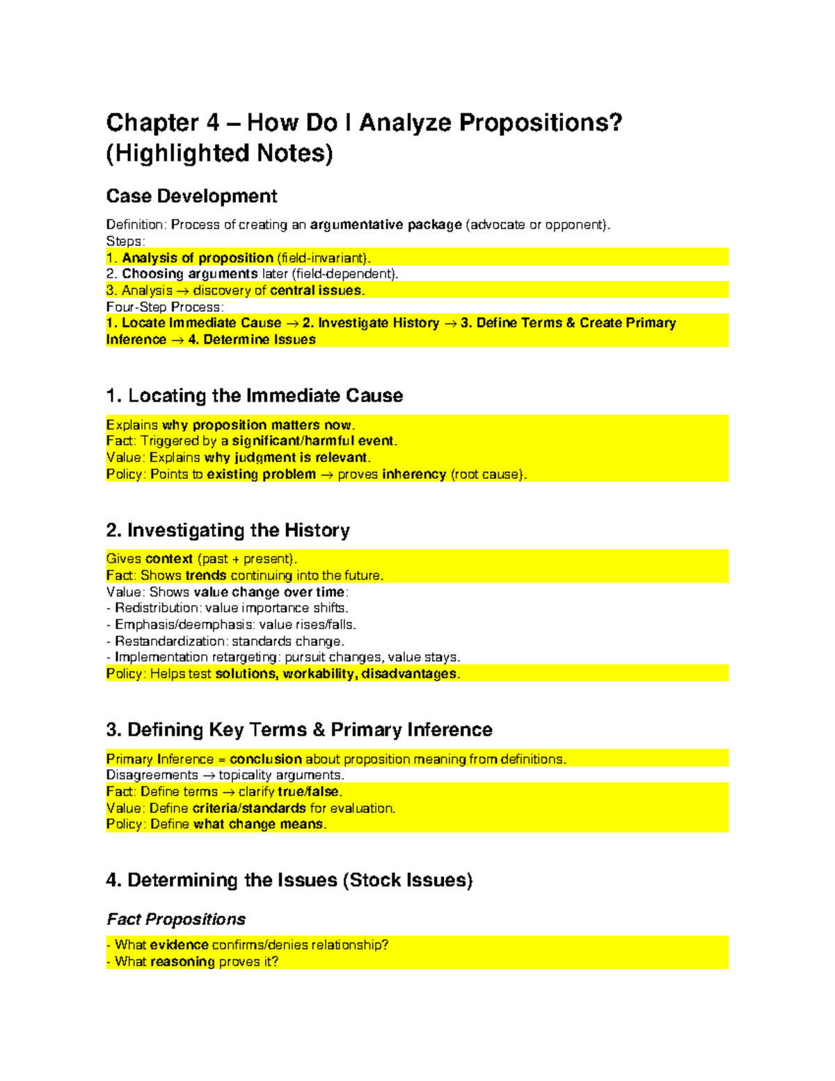 Chapter 4: Analyzing Propositions - Highlighted Notes - Studocu