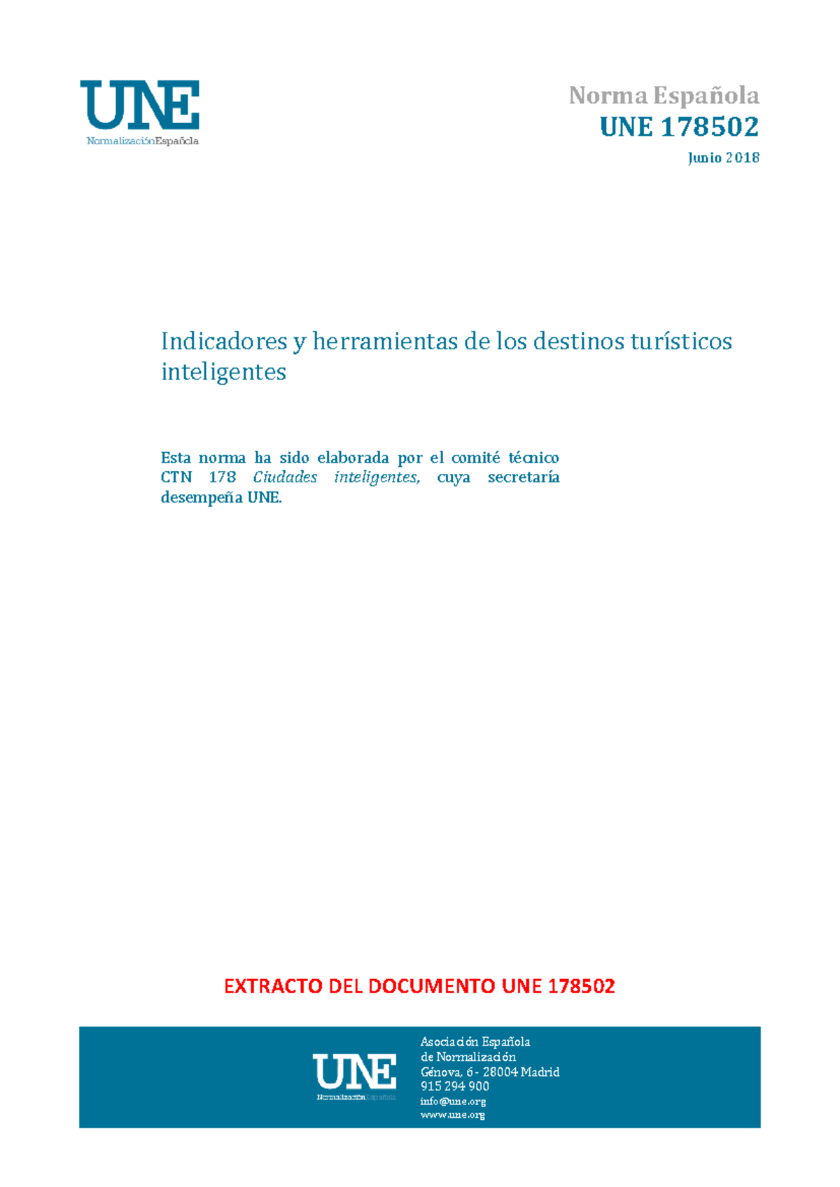 Norma UNE 178502: Indicadores y Herramientas para Destinos Turísticos ...
